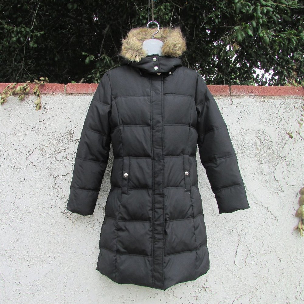 M Michael Kors black hooded feather puff coat M